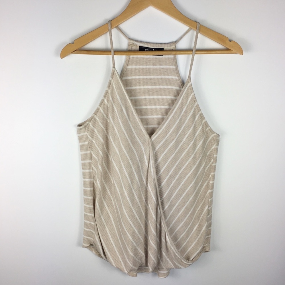Beige White Striped Top